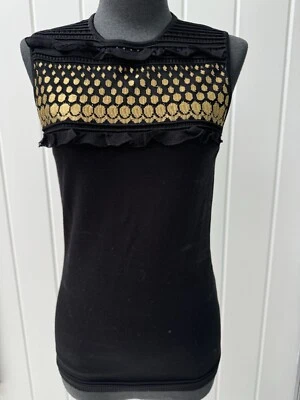 NEW ROBERTO CAVALLI  Knit Top ~ Black GOLD ~ IT 40/US 4 - Image 1 of 4