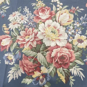 RALPH LAUREN HOME KIMBERLY SHEET or Fabric Blue Cabbage Rose Made in USA AS IS - Picture 1 of 5