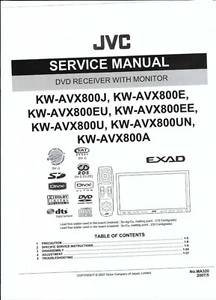 JVC Service Manual für KW- AVX 800 J/E/EU/EE/U/UN/A englisch  Copy - Picture 1 of 1