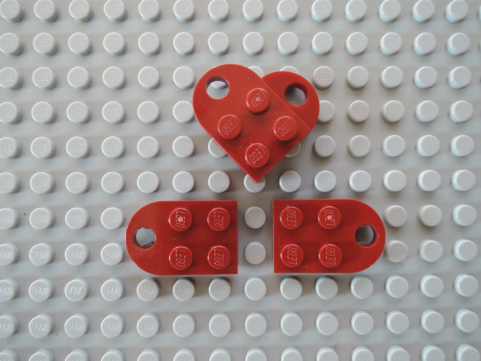 LEGO 4 x Kupplung Platte 3x2 mit Loch 3176 dunkelrot Herz 75072 8088 7259 - Bild 1 von 1