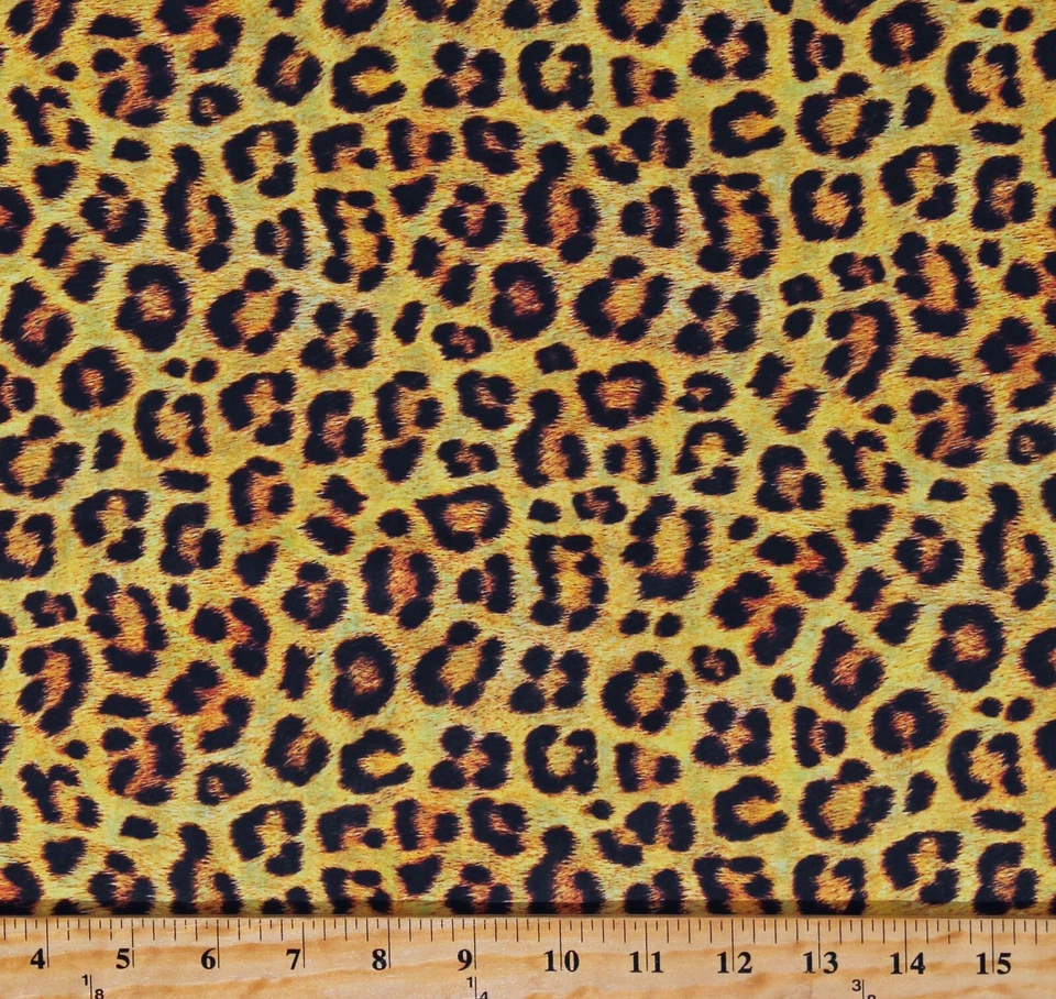 Algodón Césped Leopardo Estampado Manchas Animal de la Selva Tela Estampado por Yarda D375.71 Foto 1 de 1