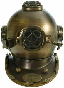 Brass Antique Helmet Deep Sea US Navy Mark V Diving Scuba Divers 15" 18'' - Picture 1 of 3