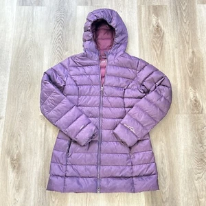 Eddie Bauer Jacket Womens Small EB650 Down Purple Hooded Puffer Zip Packable - Picture 1 of 13