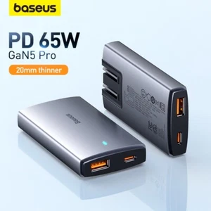 Baseus Portable 65W GaN5 Fast Charger Quick Charge 4.0 3.0 Type C PD USB Charger - Picture 1 of 24