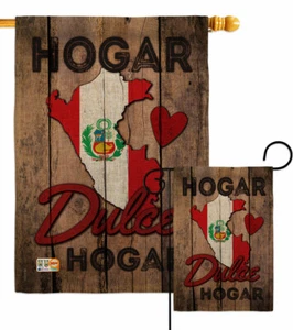 Peru Hogar Dulce Burlap Garden Flag Nationality Decorative Yard House Banner - Picture 1 of 19