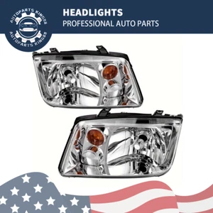 Headlights For 1999-2005 Volkswagen Jetta Chrome Housing Amber Corner Headlamp - Picture 1 of 7