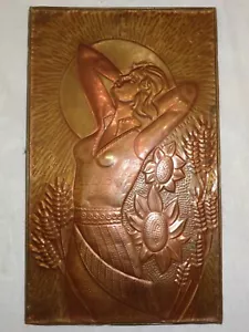 Mujer Ucraniana Girasol De Colección Arte Metal Cuadro Dama Sol Pintura Trigo Niña - Imagen 1 de 9