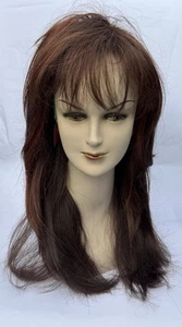 Dark Auburn Red Long Synthetic Layered Gisela Mayer Wig With Heavy Fringe - Picture 1 of 9