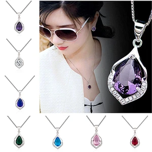 Crystal Amethyst Pendant Chain Necklace 925 Sterling Silver Women's Jewellery Uk - Picture 1 of 15