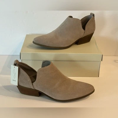 Joie Rowen Suede Leather Cutout Taupe Ankle Booties Boots Shoes Women's 8 - Image 1 of 4