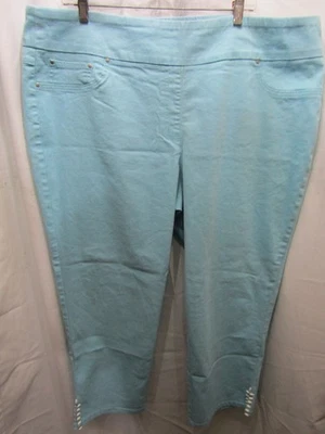WOMENS RUBY RD. SEQUINED CUFFS BLUE CAPRI PANTS SZ 22W INSEAM 26" WAIST FLAT 22" - Image 1 of 4
