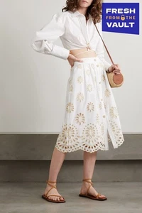 RRP€385 WAIMARI Bonnie Skirt Size S HANDMADE White Lined Gathered - Picture 1 of 6