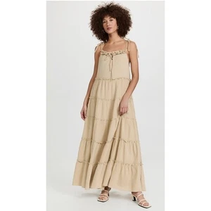Charlie Holiday Anthropologie Senorita Maxi Dress Tiered Tie-Back - Picture 1 of 7