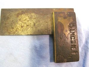 ANTIQUE BRASS & ROSEWOOD 3" SQUARE - Picture 1 of 2