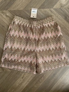 Bronze Zigzag Coord Crochet Shorts Uk Size 10 - Picture 1 of 5