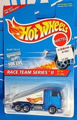 Hot Wheels 1996 Race Team Series II #392 Ramp Truck Blue w/ 5SPs China Base - Image 1 of 3