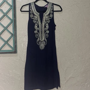 Lilly Pulitzer Valli Shift Dress True Navy And Gold Size 00 Preowned Women's - Picture 1 of 7