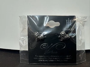 Halle Joy Black Crystal Heart Earrings NWT - Picture 1 of 2
