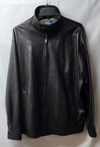 NWOT Ralph Lauren Polo Men's Black Leather Jacket, XL, Authentic - Picture 1 of 8