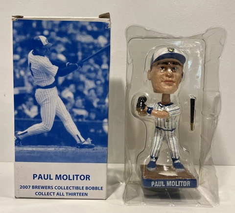 Milwaukee Brewers 2007 Paul Molitor Bobblehead Nodder with Box BD&A Cover