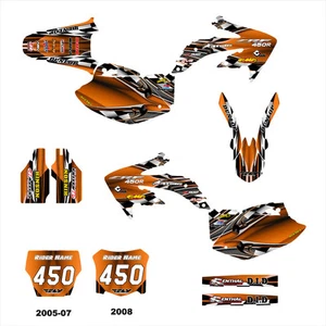 Kit de pegatinas gráficas CRF450R para bicicleta Honda MX 2005 2006 2007 2008 #2500 naranja - Imagen 1 de 3
