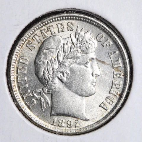 1892 Barber Silver Dime CHOICE BU *UNCIRCULATED* MS E237 JCTS Cover