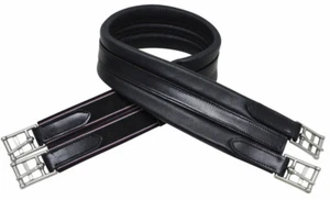 Hy Equestrian Comfort Leather Atherstone Padded Girth Elasticated One/Both Sides - Picture 1 of 8