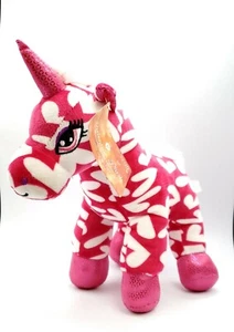 Pink heart unicorn plush valentine day publix toy soft hot pink white hearts - Picture 1 of 12