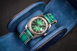 Handbemaltes dunkelblaues handgefertigtes Uhrenarmband Armband - Bild 1 von 7