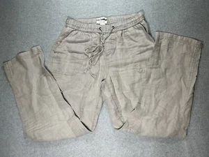 Pantalone lino Rachel Zoe chino cargo felpa beige panna coulisse 5 tasche leggero - Foto 1 di 14