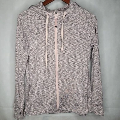 Jaqueta T by Talbots com capuz roupa ativa rosa cinza tingida espacial zíper completo forrada de lã - Imagem 1 de 4