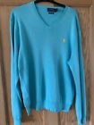 RALPH LAUREN POLO TURQUOISE REGULAR FIT PIMA COTTON SWEATER USED LARGE
