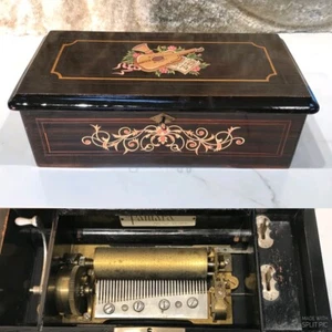 Antique Key Wind swiss cylinder music box With 8 Airs ,Song ,Nice Working - Picture 1 of 18