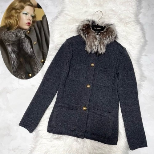 LOUIS VUITTON（LV） Cappotto cardigan originale Louis Vuitton Fox pelliccia a maniche lunghe lavorato a maglia XS grigio