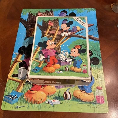 Mickey and Minnie Mouse Puzzle 1981 complete checked box excellent WHITMAN 4605 - Image 1 of 4