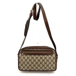 Vintage GUCCI Shoulder Crossbody Bag PVC Leather Brown Auth - Imagen 1 de 18