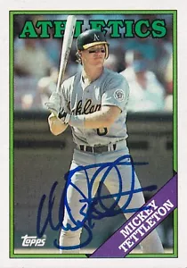 MICKEY TETTLETON SIGNED AUTO'D 1988 TOPPS CARD #143 OAKLAND ATHLETICS TIGERS - Picture 1 of 3