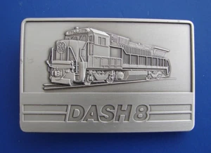 VTG Silver Tone Belt Buckle Dash 8 GE General Electric Locomotive Train Engine - Picture 1 of 9