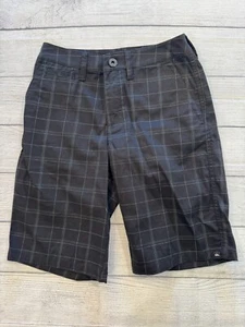 Quiksilver Shorts Kids Youth Boys 26/12 New Black Urban Plaid Summer Chinos - Picture 1 of 4