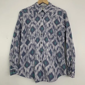 Ariat Womens Medium Real Billie Jean Shirt Southwestern Geometric Blue Teal - Picture 1 of 6