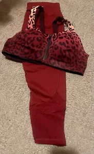 Victoria's Secret Womens Wine Red Sports Bra & Leggings Tracksuit Set Med D38 - Picture 1 of 6