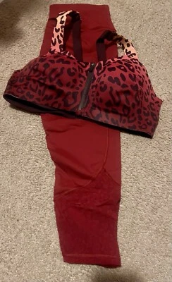 Victoria's Secret Womens Wine Red Sports Bra & Leggings Tracksuit Set Med D38 - Image 1 of 4