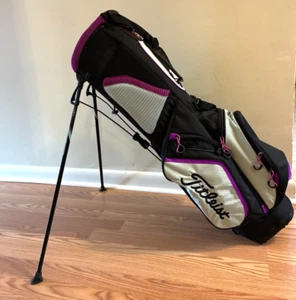 Titleist Dual Backpack Straps Carry Stand Bag 3 Way Black Silver Purple NEW - Picture 1 of 9
