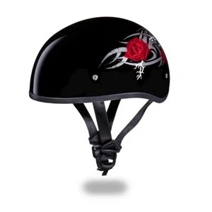Daytona Helmets Skull Cap Open Face W/ ROSE DOT Motorcycle Helmet - Picture 1 of 6