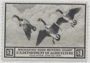 US Scott RW3, 1936 Migratory Bird Hunting Stamp,Mint, NG, F/VF - Picture 1 of 2