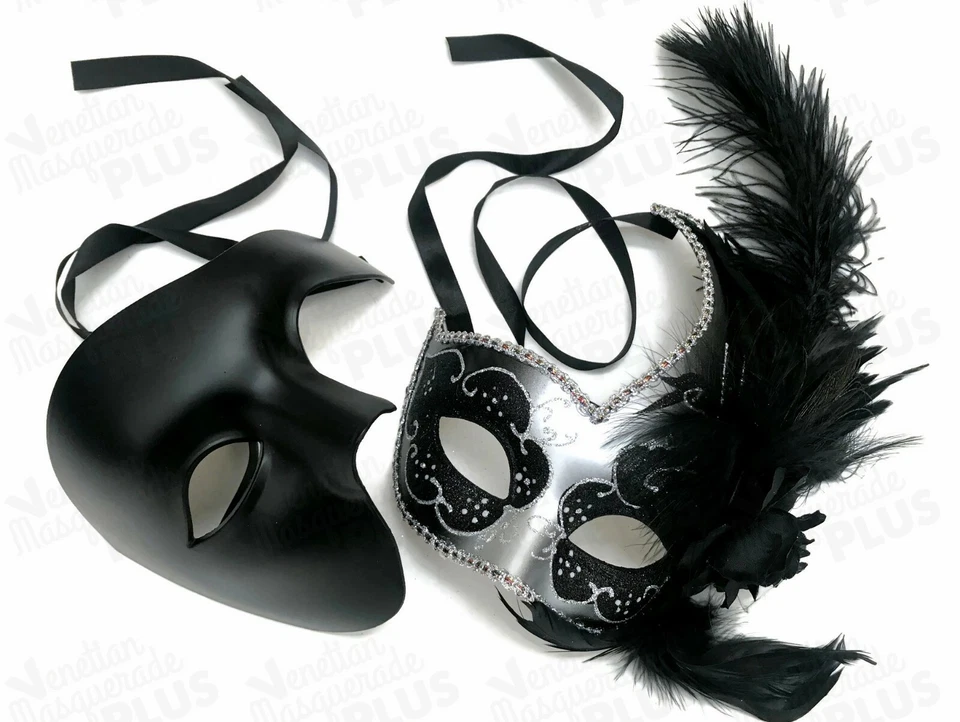 Máscara de cisne plateada negra fantasma par disfraz disfraces fiesta  Foto 1 de 1
