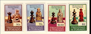 TRINIDAD & TOBAGO - 1984 60° ANNIVERSARIO DELLA FEDERAZIONE SCACCHISTICA MONDIALE - 4V NUOVO DI ZECCA - Foto 1 di 4