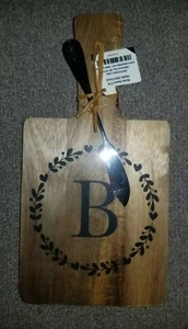 Nuevo con etiquetas 10"" x 5"" monograma ""B"" tablero/cuchillo de queso de madera juego de regalo - Imagen 1 de 3
