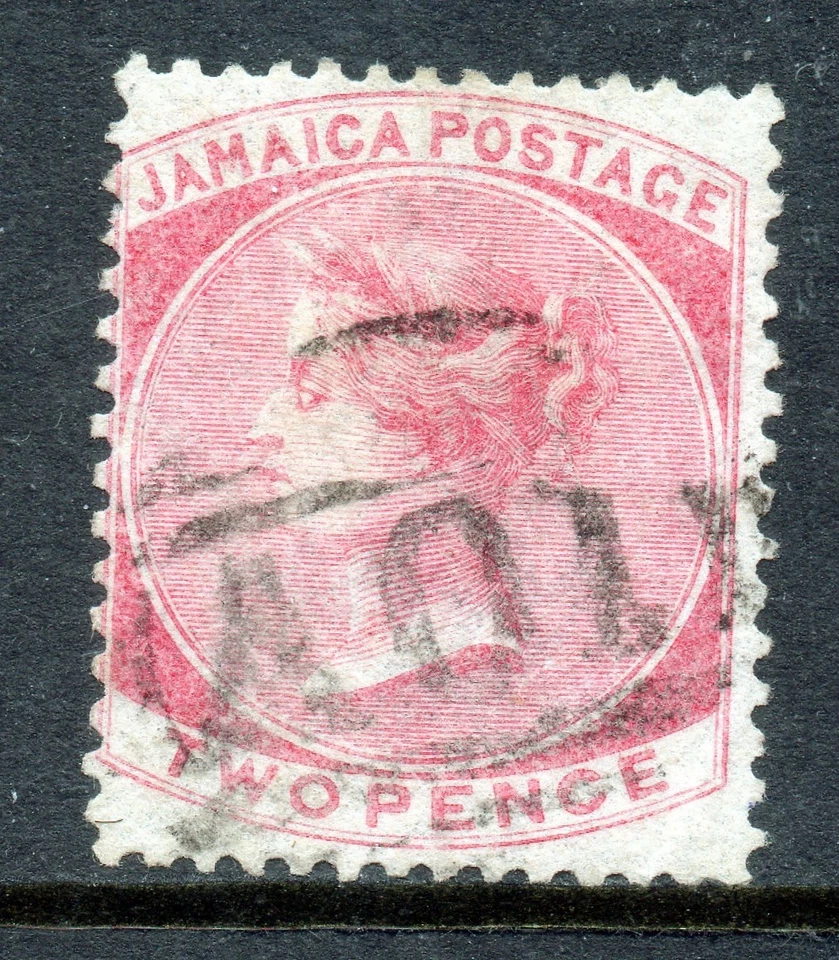Jamaica QV 1860 2d rose wmk pineapple SG 2 fine used with full perfs, cat £55+ - Image 1 of 1