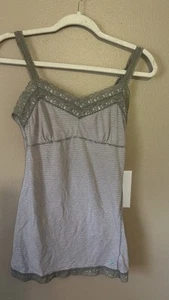 VTG American Eagle Striped Babydoll Lace Cami Bra Top Size M Green Y2K Preppy - Picture 1 of 9